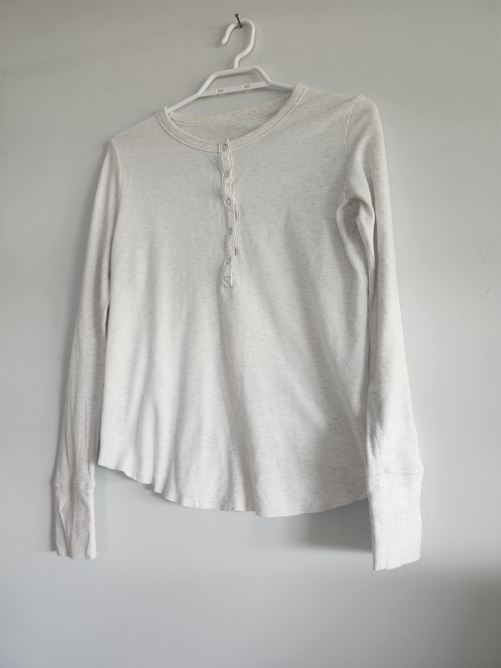 Aerie White Waffle Knit Shirt | 95% Cotton | Size Small | Long Sleeve